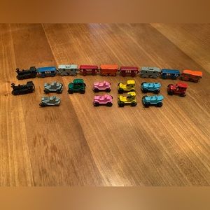 Vintage Miniature Die-cast Metal Old Fashioned Car and Train Toys
